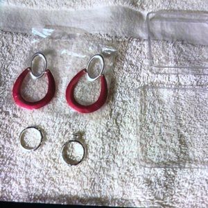 MOVING SALE NO HAGGLING WOMEN NIPB AVON PINK/SILVERTONE EARRING & 2PC BRIDAL SET